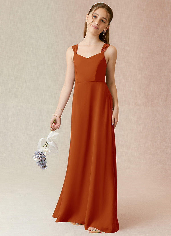 Azazie Denice Junior Paprika A-Line Chiffon Dress image1