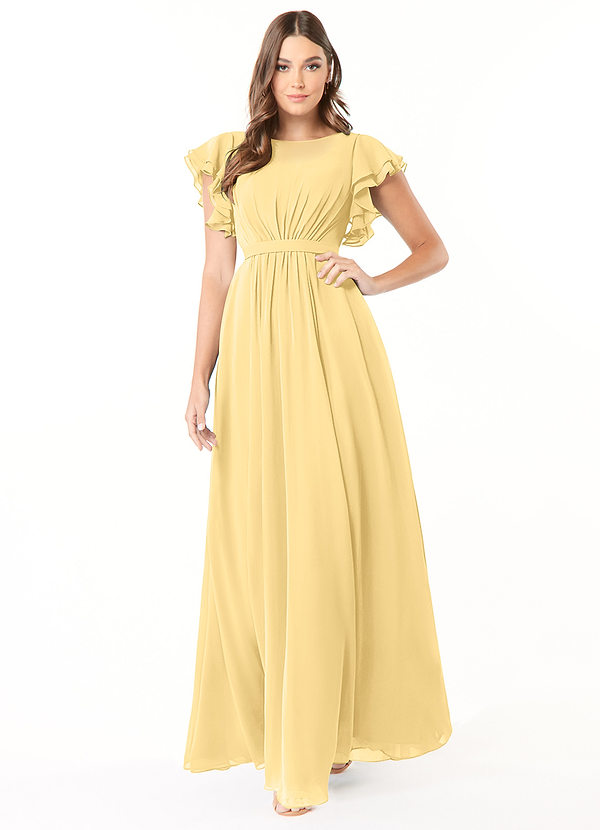 Azazie Daphne Modest Bridesmaid Dresses A-Line Ruffled Chiffon Floor-Length Dress image1