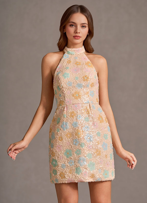Beatrixa Champagne Mini Dress image1