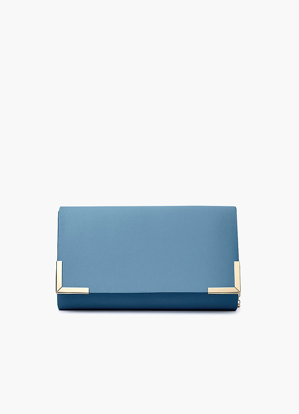 front Matching Color Matte Satin Envelope Clutch Bag