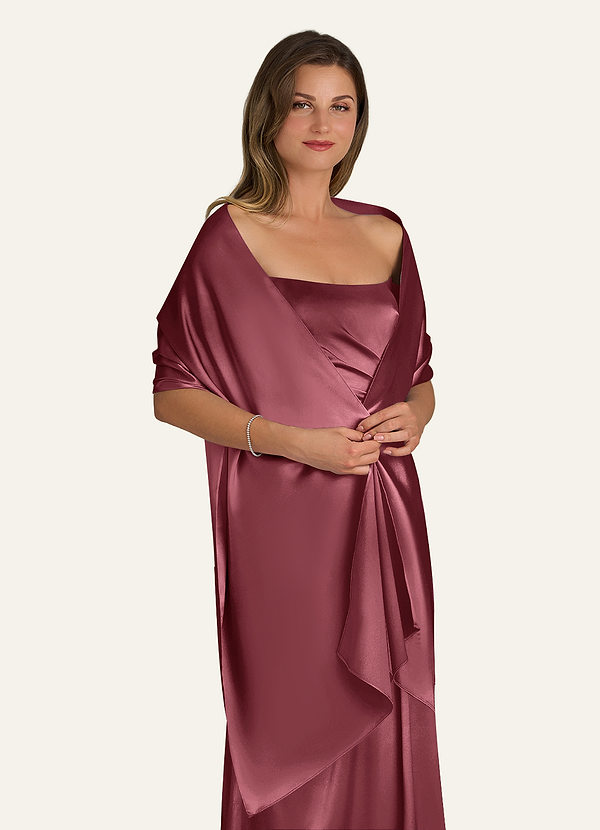 front Azazie Matching Color Metallic Satin Shawl