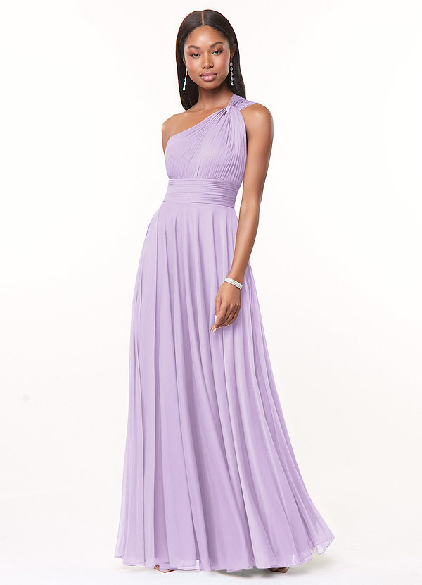 Azazie Charlize Brautjungfernkleider A-Linie One-Shoulder Gittergewebe Kleid Flieder image1