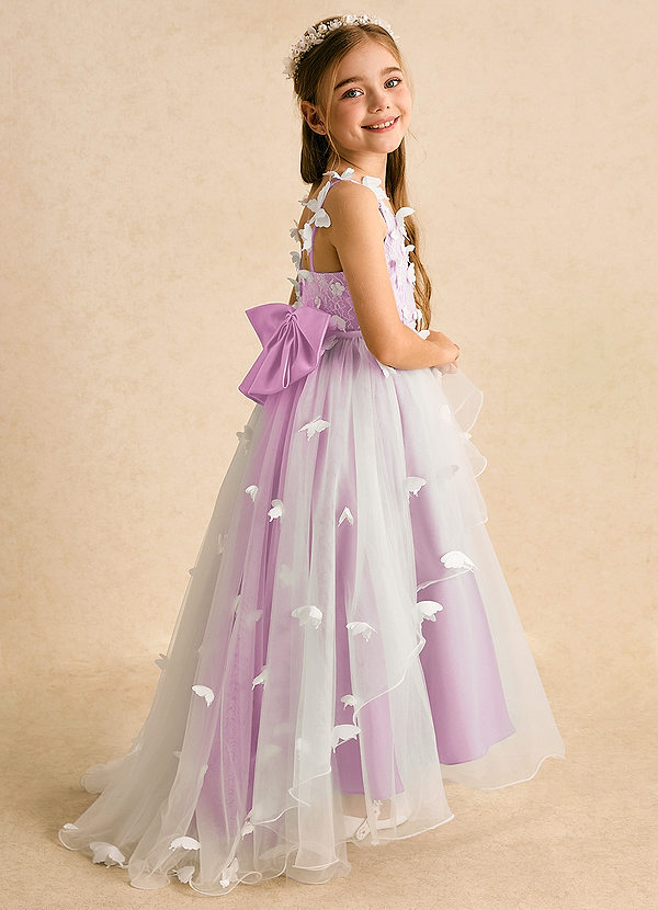 Azazie Darlina Robes de Fillette d'Honneur Robe Princesse en Tulle Dentelle Ivoire Rose Bonbon image1