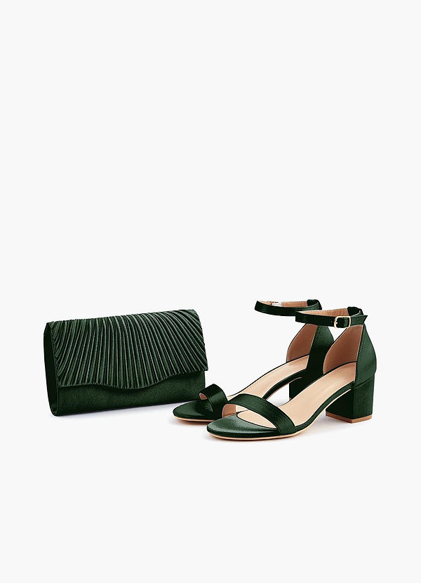 front Matching Color Metallic Satin Sandals Envelope Clutch Set