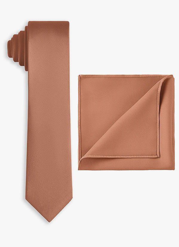 front Set cravatta sottile in raso elasticizzato e fazzoletto da taschino
