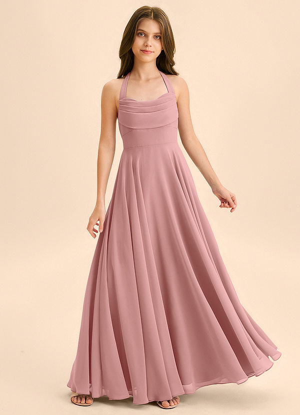Azazie Kady Junior Linia A Dekolt w kształcie serca Szyfon Długość podłogi Młodsza druhna Sukienka image1