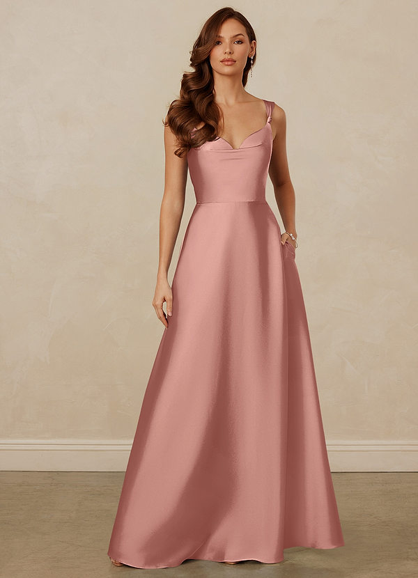 Christian Siriano Bridal for Azazie 1001 Robes Demoiselle d'honneur Robe Évasée En Satin Extensible À Encolure Bénitier image1
