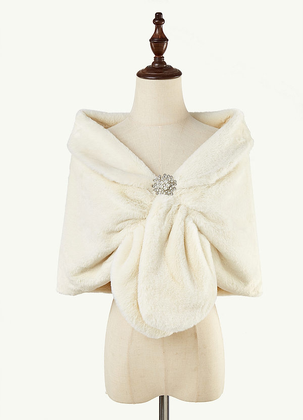 front Brooch Faux Fur Cape