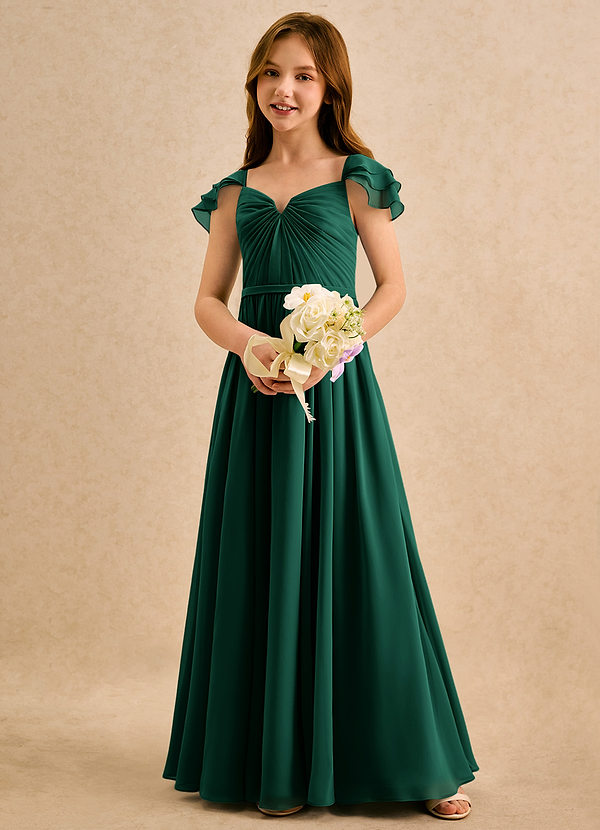 Azazie Meimei Girls Formal Klänningar för brudeflicka Klä A-Line i Chiffong Plisserad image1