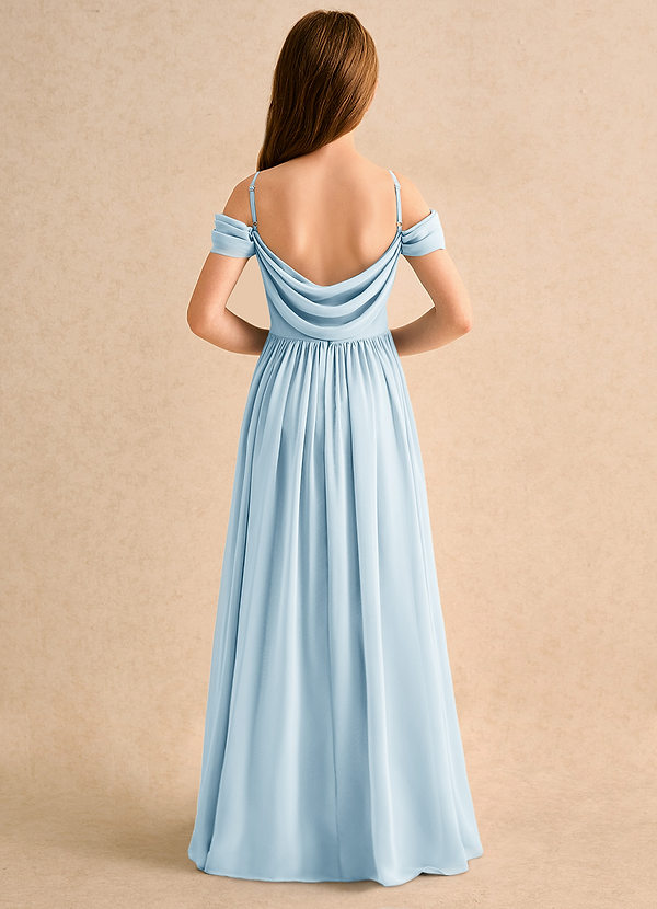 Azazie Shia Junior Formal Flower Girl Dresses Sky Blue A-Line Off the Shoulder Chiffon Dress image1