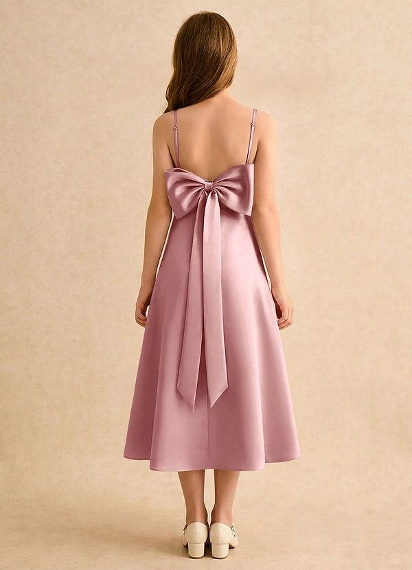 Azazie Jaella Girls Formal Blumenkinder Kleider A-Linie Plissee Matte Satin Kleid Altrosa image1