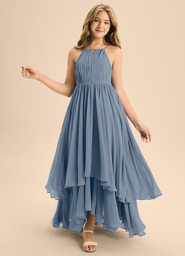 Azazie Elliora Junior A-Linie Plissee Chiffon Kleid Zwielichtviolett image1