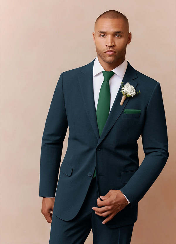 front Savile Teal Wool Blend Suit Jacket