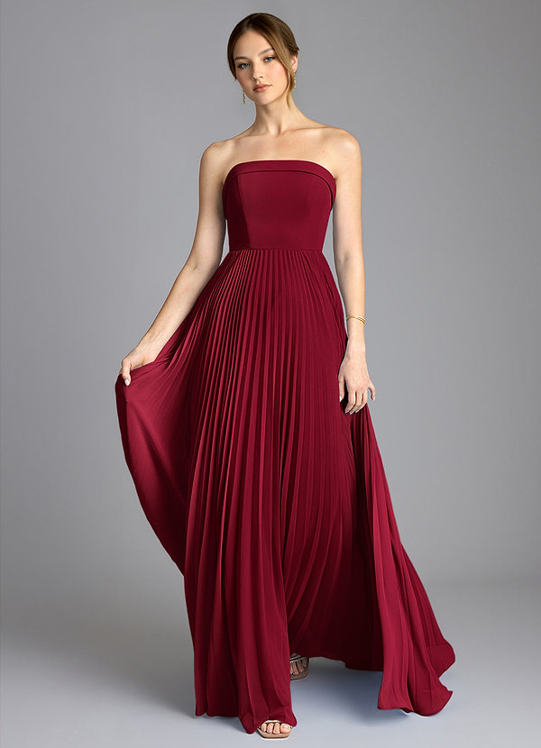 Azazie Mariana Bridesmaid Dresses Burgundy A-Line Strapless Chiffon Dress image1