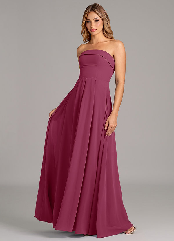 Azazie Lucienne Bridesmaid Dresses Mulberry A-Line Strapless Chiffon Convertible Dress image1