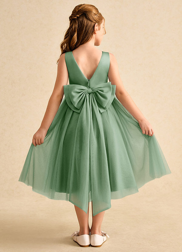 Azazie Winnie Flower Girl Dresses Vestir Matchá de Tule de Vestido de baile com Arco image1