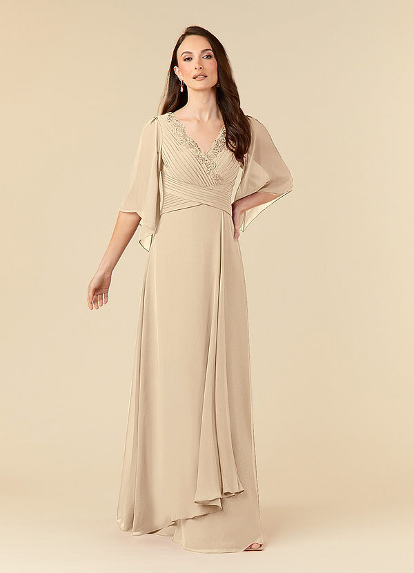 Azazie Bermuda Mother of the Bride Dresses A-Line Sequins Chiffon Floor-Length Dress image1