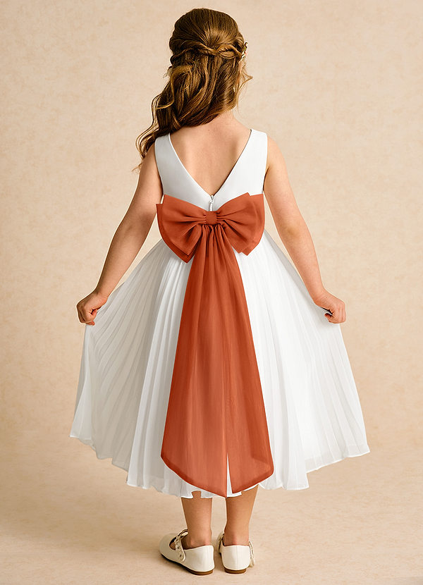 Azazie Margot Flower Girl Dresses Ivory Burnt Orange A-Line Pleated Chiffon Dress image1