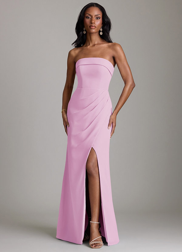 Azazie Aretha Bridesmaid Dresses Candy Pink A-Line Strapless Chiffon Dress image1