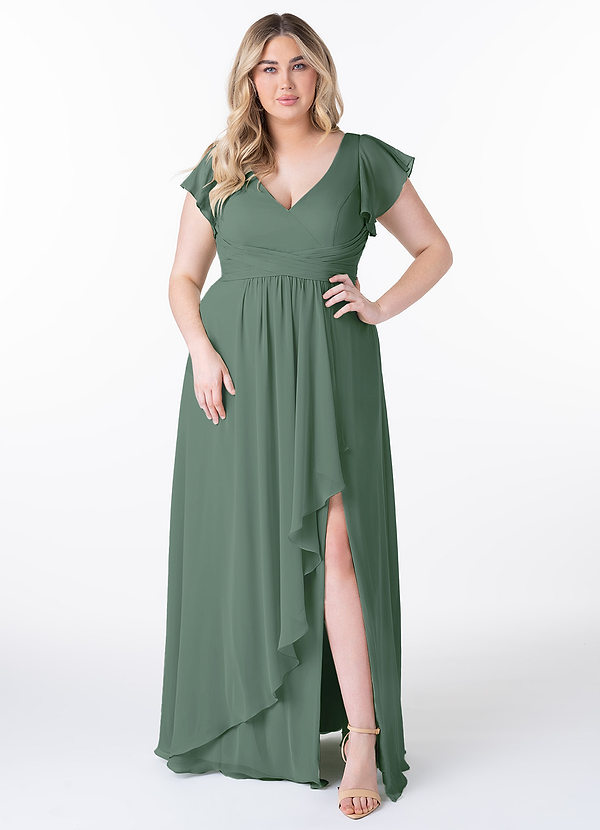 Azazie Omari Bridesmaid Dresses Eucalyptus A-Line Chiffon Dress image1