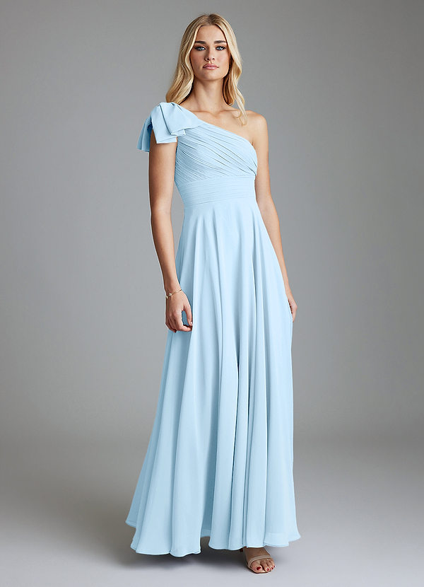 Azazie Elinora Bridesmaid Dresses Sky Blue A-Line One Shoulder Chiffon Dress image1