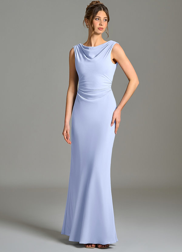 Azazie Kieryn Bridesmaid Dresses Ice Mermaid Pleated Chiffon Dress image1