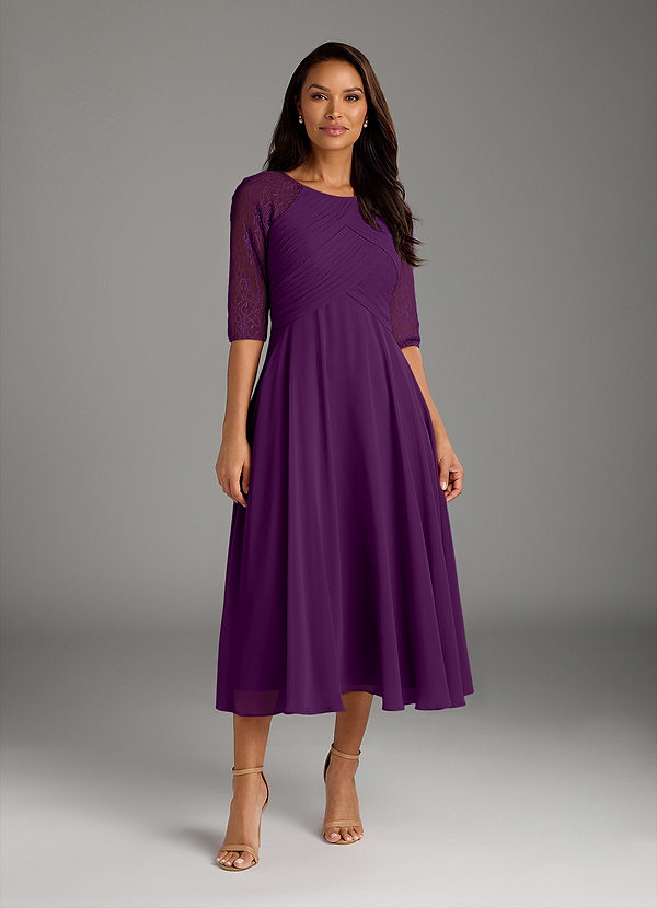 Azazie Dorothea Mother of the Brides Dresses Grape A-Line Scoop lace Chiffon Dress image1