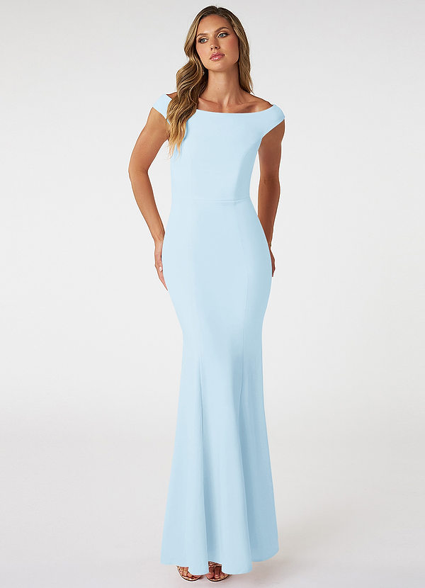 Azazie Nicolina Bridesmaid Dresses Sky Blue Mermaid Square Neckline Stretch Crepe Dress image1