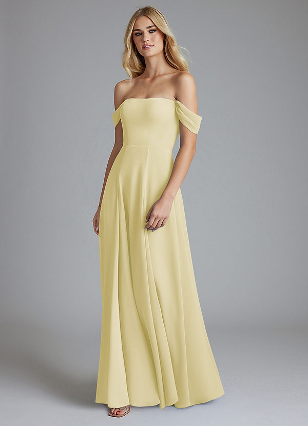 Azazie Seriana Brudtärneklänningar Klä av A-Linje i Chiffong Av axeln Citronsorbet image1