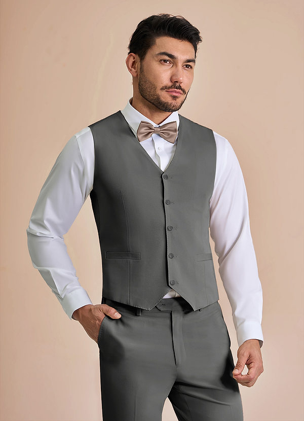 front William Carvão Colete de terno