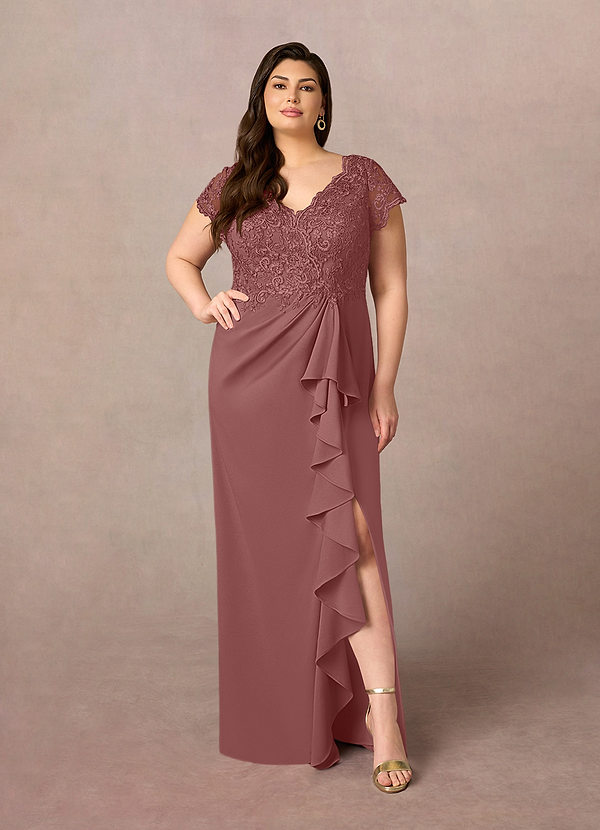 Azazie Carmen Vestidos de Madre de la Novia Vestido de Rosa Del Desierto de Encaje de Recto image1