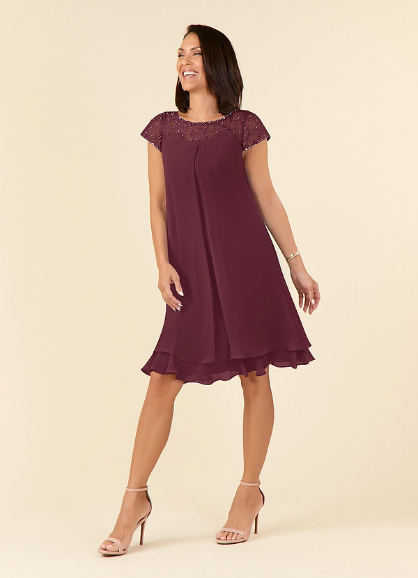 Azazie Tess Mother of the Brides Dresses Cabernet Empire Sequins Chiffon Dress image1