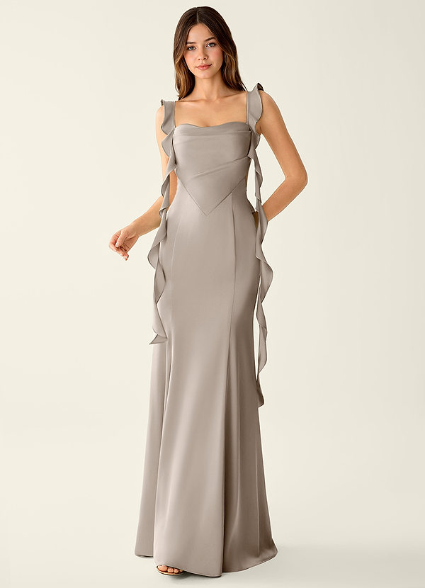 Alessia Belle Vanilla Satin Lace Up Back Prom Dress image1