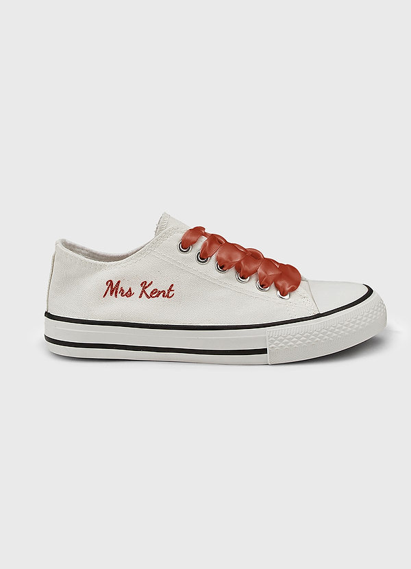 front Personalized Ribbon Canvas Sneakers