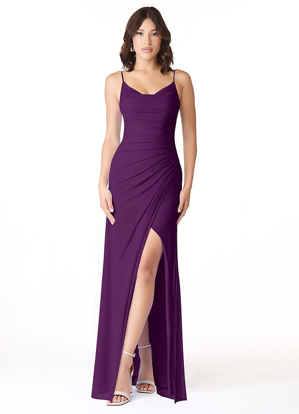 Azazie Deandra Bridesmaid Dresses Grape Mermaid Pleated Mesh Dress image1
