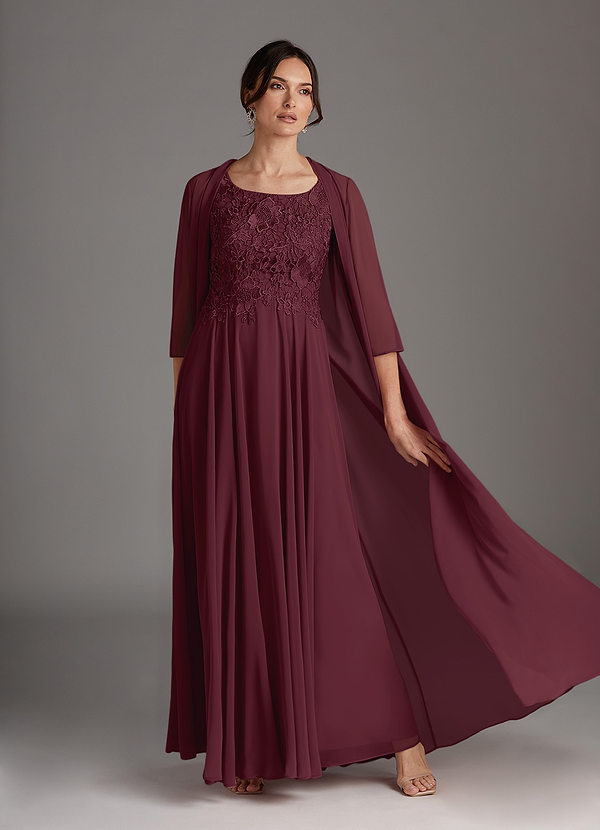 Azazie Kana Mother of the Bride Dresses Cabernet A-Line Scoop lace Chiffon Dress image1