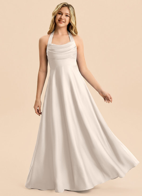 Kady Junior White Alabaster A-Line Sweetheart Neckline Stretch Satin Dress image1