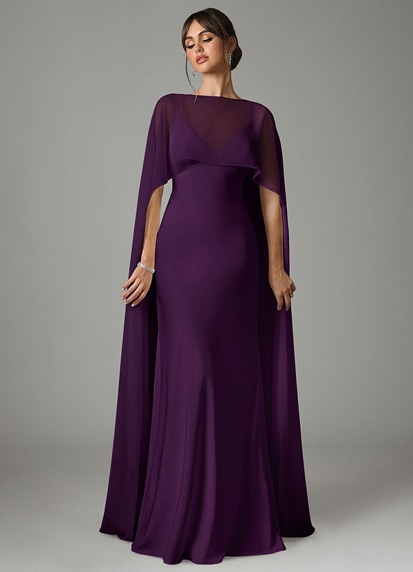 Azazie Stefania Robes Demoiselle d'honneur Robe Trapèze en Satin extensible Grain De Raisin image1