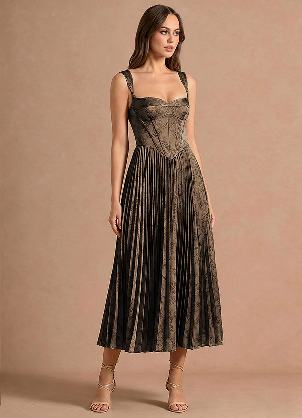 Isonelle Coffee Brown Midi Dress image1