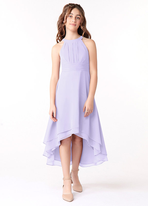 Azazie Linna Junior Lilac A-Line Pleated Chiffon Dress image1