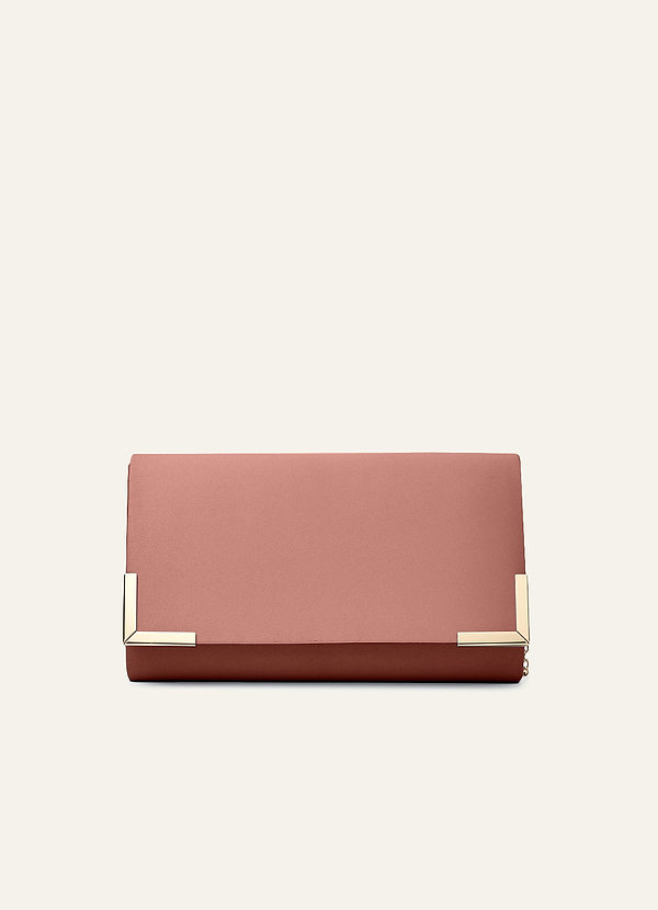 front Matching Color Matte Satin Envelope Clutch Bag