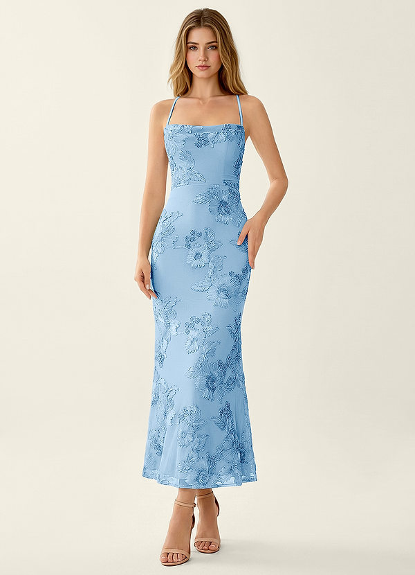 Octavenlly Hemelsblauw Bruiloftsgast met kanten netstof image1