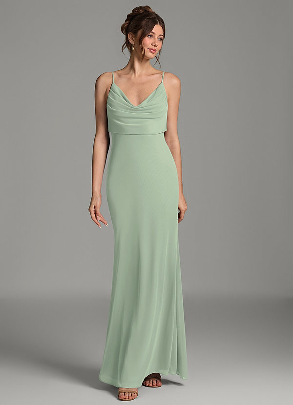 Zari Bridesmaid Dresses Dusty Sage Mermaid Pleated Mesh Dress image1