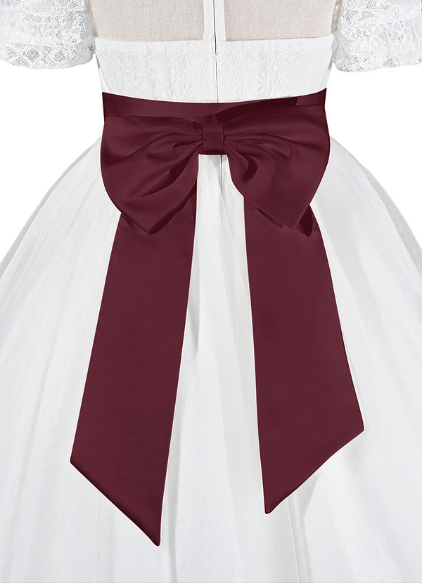 front Matching Color Matte Satin Sash with Back Bow