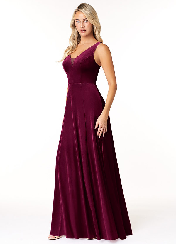 Azazie Sommer Robes Demoiselle d'honneur Robe Trapèze en velours Cabernet image1