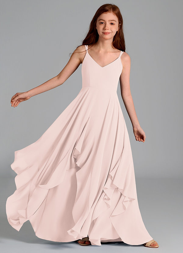 Azazie Karan Junior Vestido de Pétalo De Rosa de Gasa de Corte en A image1