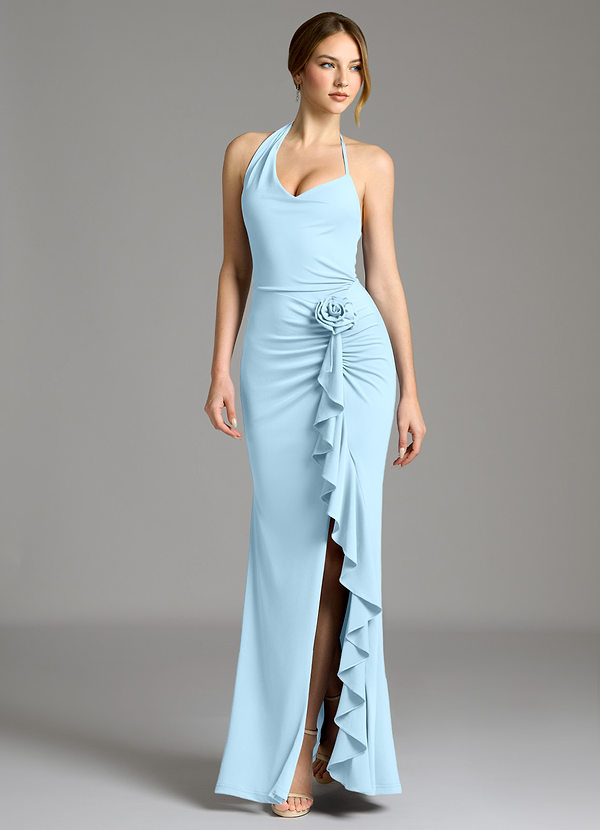 Azazie Gwyneth Bridesmaid Dresses Sky Blue Mermaid Pleated Premium Stretch Jersey Dress image1