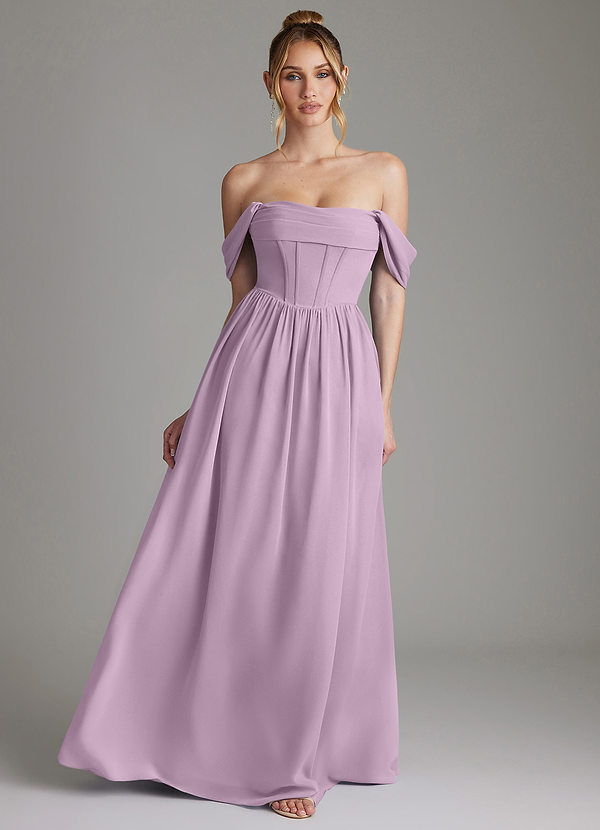 Azazie Caterina Bridesmaid Dresses Wisteria A-Line Corset Chiffon Dress image1