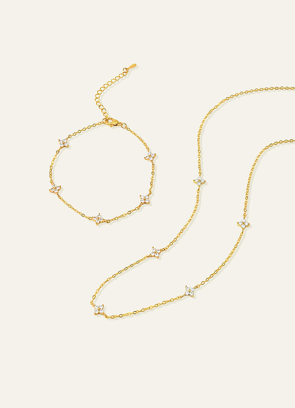 front Crystal Flower Jewelry Set