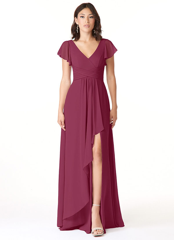 Azazie Omari Bridesmaid Dresses Mulberry A-Line Chiffon Dress image1